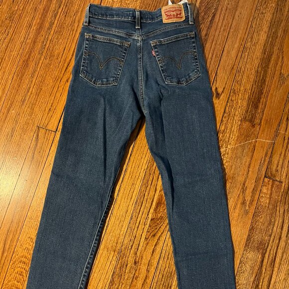 wedgie bright blue straight cottagecore coastal high waist straight cropped leg - Picture 3 of 5